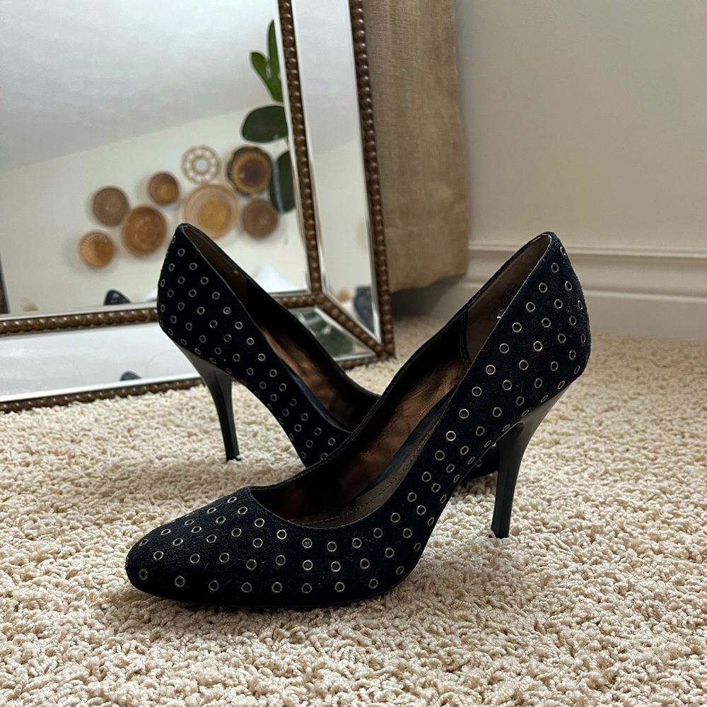 Victor Alfaro Black Riveted High Heels Billijean style- Excellent Condition!